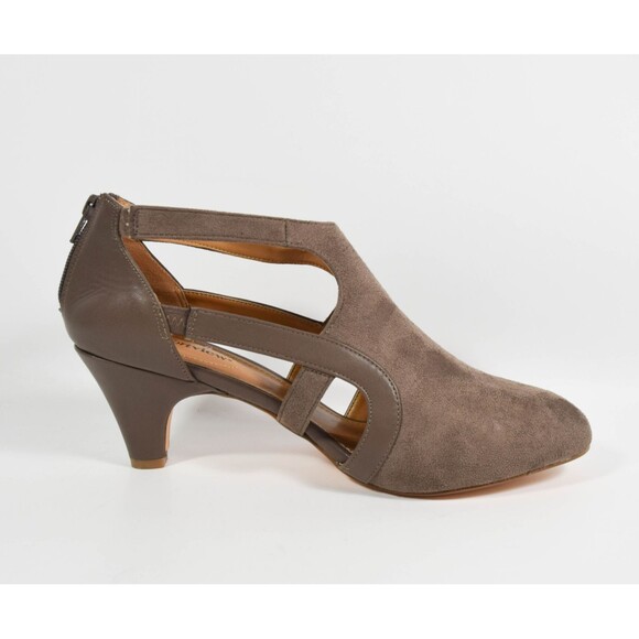 Comfort View Sage Taupe Side Cutout Heel Ankle Shootie Pumps Sz 11W - Picture 1 of 6